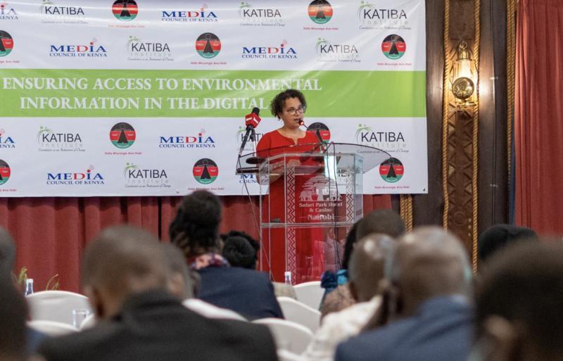 File Image of Nora Mbagathi, the Executive Director of the Katiba Institute, addressing Stakeholders during IDUAI at Safari Park Hotel.